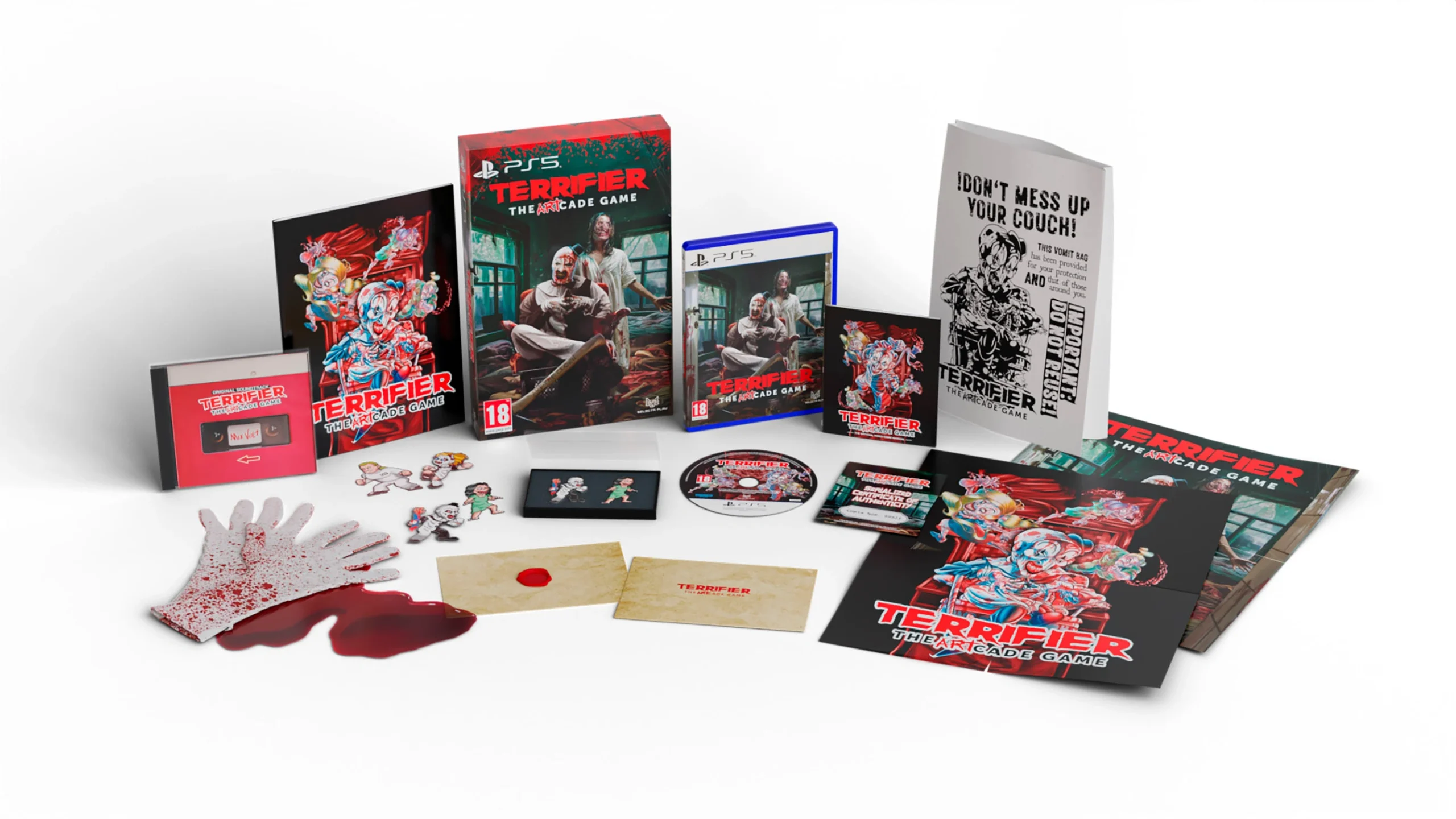 Terrifier Collector’s Edition full content including pins, art book, soundtrack and extras